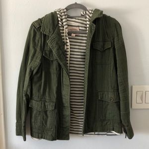 Forever 21 Army Hoodie Zip Up Jacket